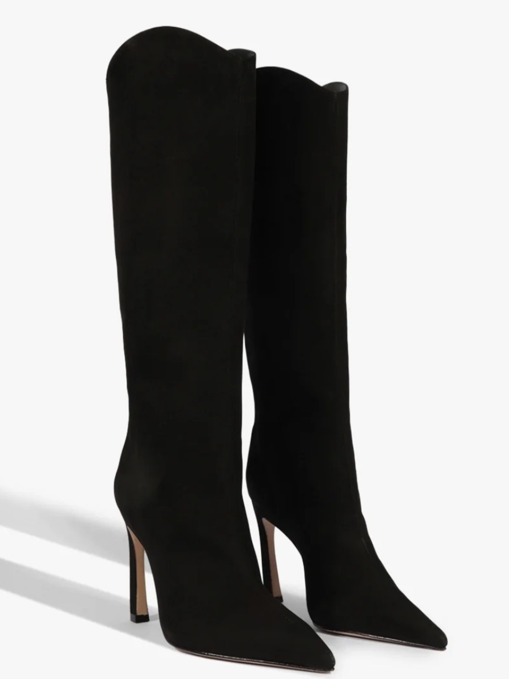 SCHUTZ Black Suede MARYANA SCULPT LEATHER BOOT Pointed Stiletto Boots Size 9B